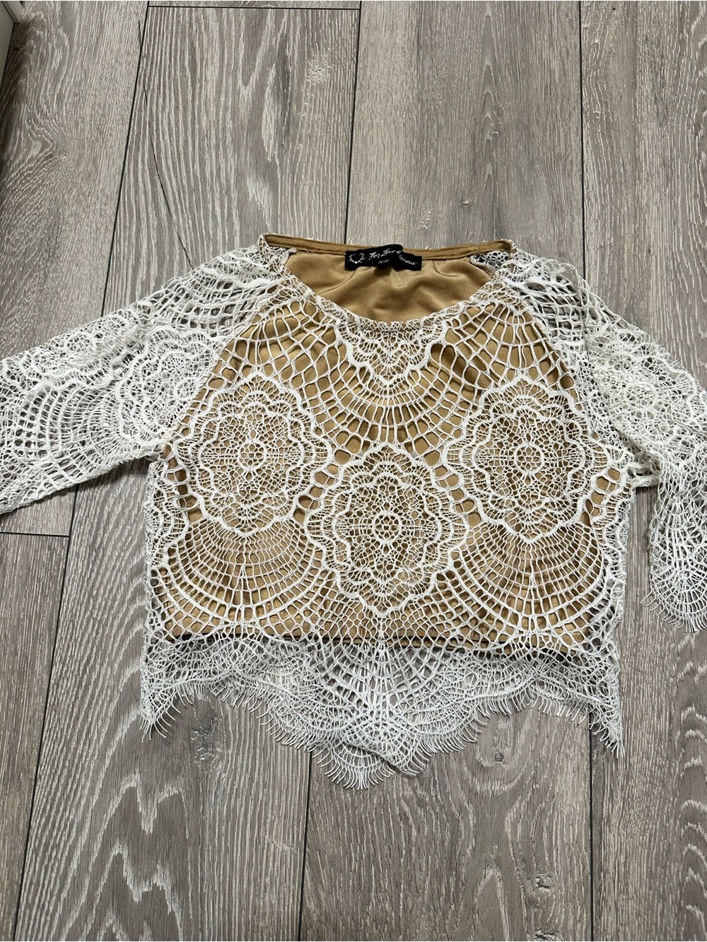 For Love And Lemons White  Lace Crop Top - Picture 2 of 5